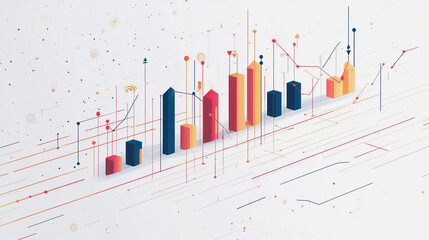 Abstract white background with Colorful charts and graphs with statistics to innovative analyze business potential and forecast future development of companies growth.