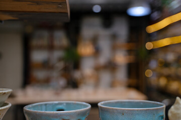 Still life of earthenware at workshop.