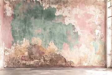 Distressed wall, interior, room, peeling paint, background, texture, design