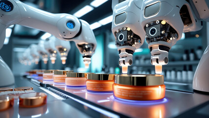 Automated Skincare Production in a Futuristic Factory
