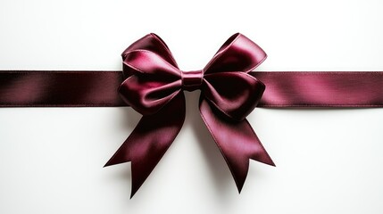 Elegant Burgundy Bow on White Background