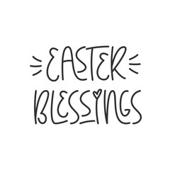 Easter Blessings Phrase. Vector Hand Lettering of Festive Quote.
