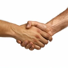 Two businessmen are shaking hands after reaching an agreement during a meeting