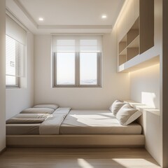 Minimalist Modern Bedroom Design With Built In Shelving
