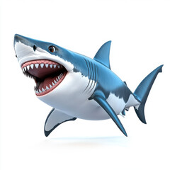 Great White Shark: A toothy grin against a pure white background.