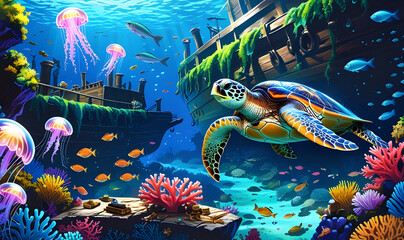 Underwater Reef A Sunken Pirate Treasure Wonderland