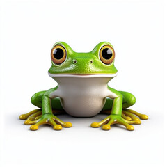 Adorable Green Frog: Big Eyes, Small Smile, Sitting Pretty!