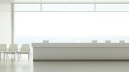 Serenity in Minimalist Medical Clinic Waiting Room: Calm Atmosphere with Natural Light and Ample Copy Space