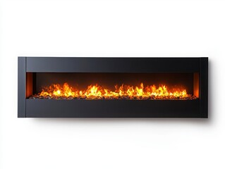 Modern Wall-Mounted Fireplace with Realistic Flame Effect
