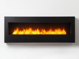 Modern electric fireplace with realistic flame effect in black design