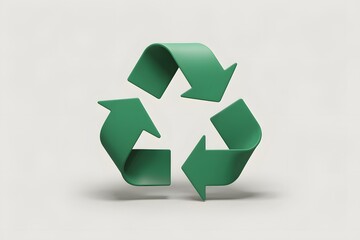 Obraz premium 3D Recycling Symbol in Green with Triangular Loop.