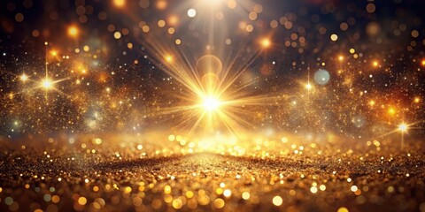 Fototapeta premium Sparkling light emanates from a textured, abstract background, casting a mesmerizing glow on the surrounding area, with glitter particles suspended in mid-air , textured, glitter