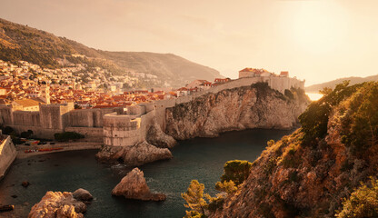 Panorama of old town of Dubrovnik city, Croatia