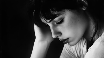 Naklejka premium Emotional struggles a portrait of a woman battling depression and searching for hope