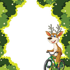 Deer Riding a Bicycle in Forest
