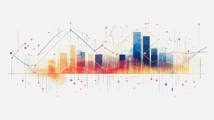 Abstract white background with Colorful charts and graphs with statistics to innovative analyze business potential and forecast future development of companies growth.
