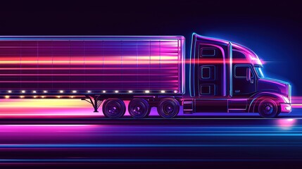 Obraz premium Night Drive: Semi Truck in Motion