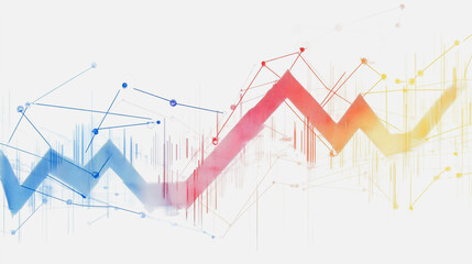 Abstract white background with Colorful charts and graphs with statistics to innovative analyze business potential and forecast future development of companies growth.