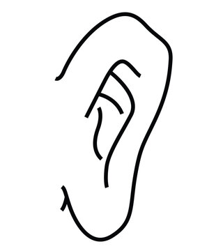 black outline ear simple drawing clip art preview