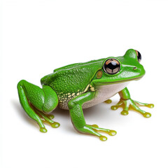 Obraz premium Vibrant Green Tree Frog on White: A Close-Up View