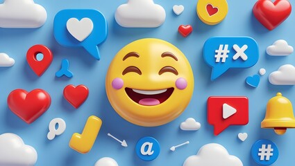 Fototapeta premium 3d render social media and technology.