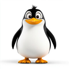 Adorable penguin smiles, a delightful cartoon character against a white background.