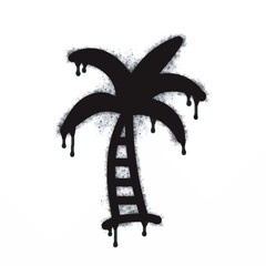 Coconut tree spray icon isolated on white background. Coconut tree spray graffiti icon in black on white background. Vector illustration. © fajri