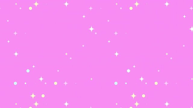 Looped flashing stars and dots on pink background motion graphics.
