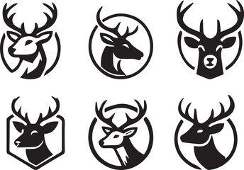 deer head icon set