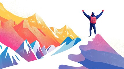 Fototapeta premium Reaching the Summit: A Journey of Achievement