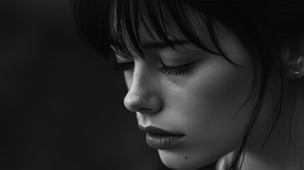 Obraz premium Portrayal of a woman struggling with depression and emotional turmoil in everyday life