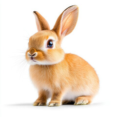 Fototapeta premium A fluffy bunny, ears perked, gazing sweetly. Pure adorable charm!