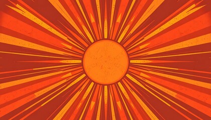 Fototapeta premium Radiant Sunburst Design Warm Orange Hues Retro Style