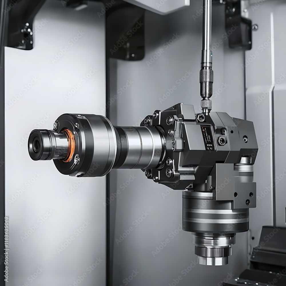 Poster factory automation robotic arm machining close-up