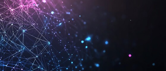 Fototapeta premium Artificial intelligence and digital technology with glowing lines and neural network connections, dark background, human brain, AI Brain