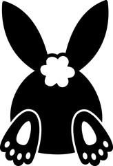 Cute Easter bunny butt black silhouette.
Easter rabbit Tail icon isolated.
Transparent background.