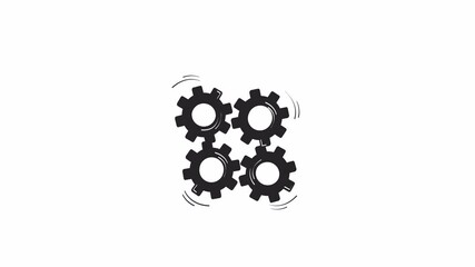 Collaborative effort teamwork cogs doodle outline animation. Problem solving 4K video motion graphic. Four diverse hands turning interlocked gears animated sketch 2D concept isolated on white