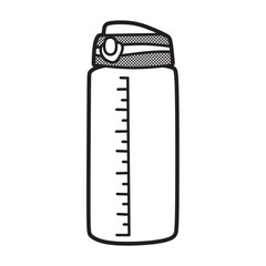 black and white line art, vector, plain water bottle