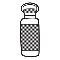 black and white line art, vector, simple water bottle