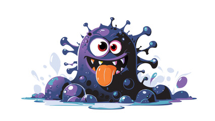 Obraz premium Funny cartoon monster with a book and an owl under the sun
