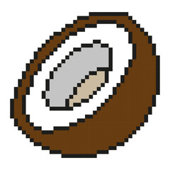 Fototapeta premium Coconut pixel art icon simple design