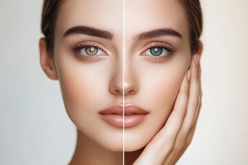 Woman showcasing eye lash extensions comparison