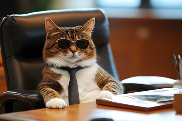 CEO Cat in Office: A Hilarious Business Cat Meme