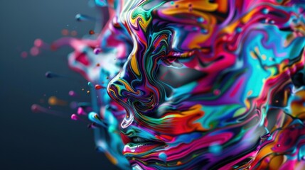 Fototapeta premium A Close-up Shot of a Abstract human faces with digital patterns and bright colors