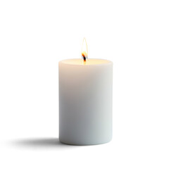 White Candle with Flame on a Transparent Background