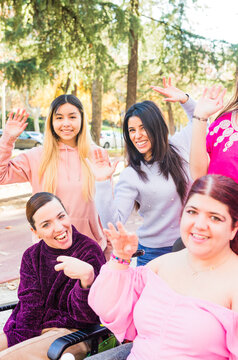 Women with cerebral palsy participating in 8m march for inclusion