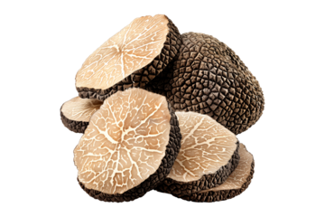 Fresh summer truffles Scorzones isolated on white transparent background, great for culinary and gourmet themes.