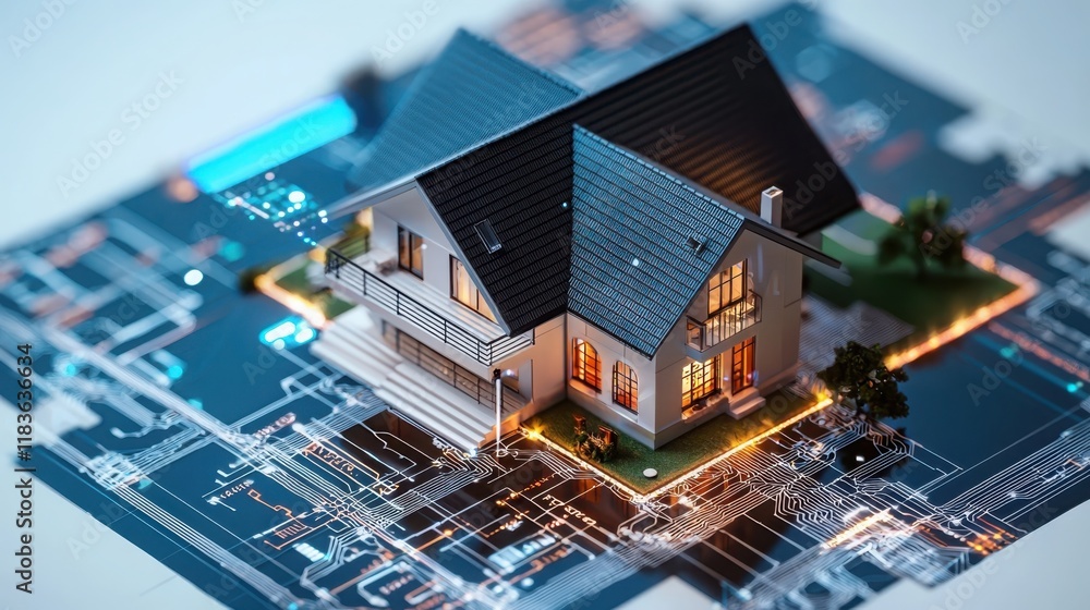 Poster innovative smart home automation program enhancing user experience residential setting digital model