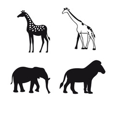 Minimalist Animal Silhouettes on White Background