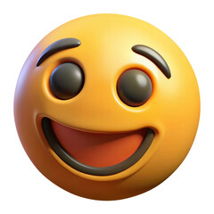 Fototapeta premium happy face emoji 3d icon in cartoon plastic style minimal isolated on transparent white background, clipping path